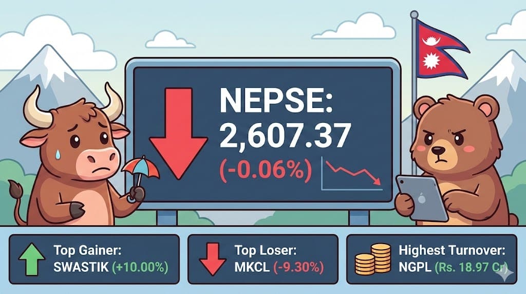 NEPSE Today: Minor Dip as Market Closes Red — Key Movers, Sector Highlights & Turnover Update 2 NEPSE Today: Minor Dip as Market Closes Red — Key Movers, Sector Highlights & Turnover Update 1